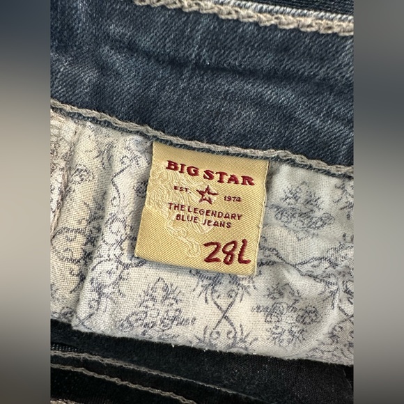 BIG STAR Long Kayla Straight Leg Denim Jeans Embellished Dark Wash Mid Rise - Picture 9 of 10